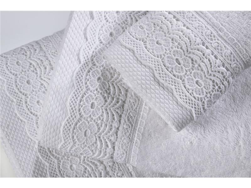 Σετ Πετσέτες 3 τεμαχίων Down Town με δαντέλα White