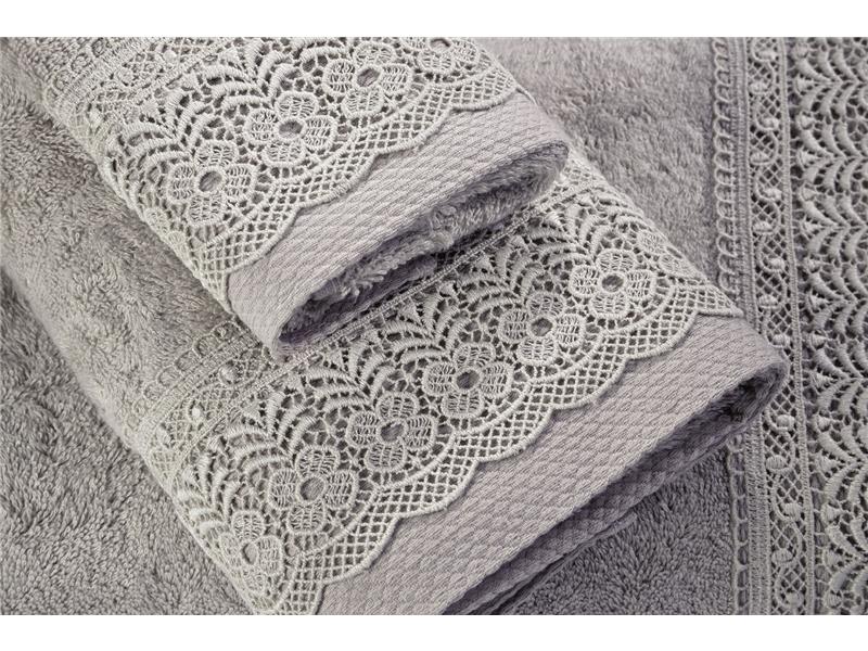 Σετ Πετσέτες 3 τεμαχίων Down Town με δαντέλα Grey