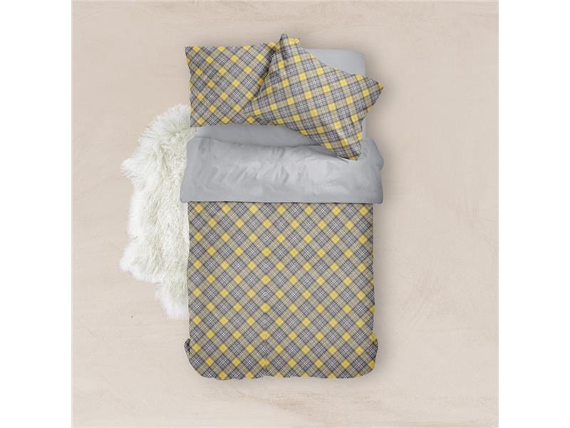 Παπλωματοθήκη Εμπριμέ Σετ Καρώ Υπέρδιπλη