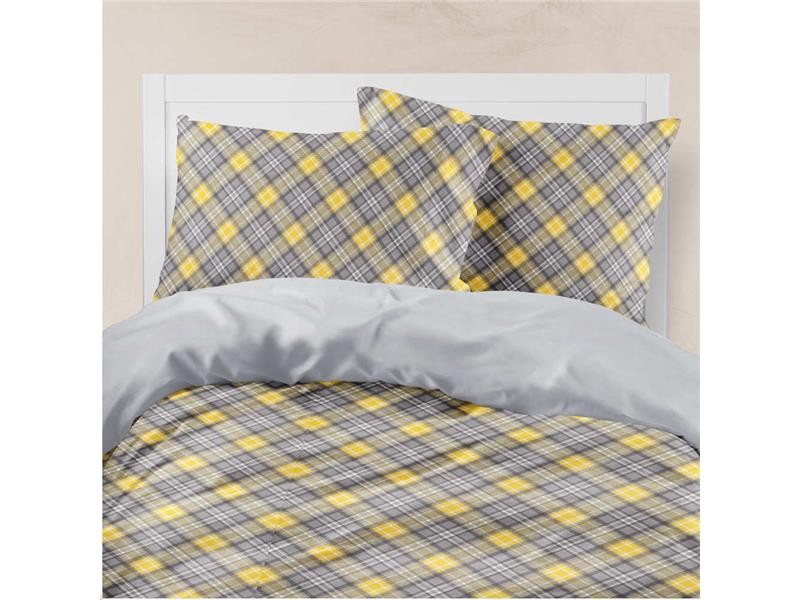 Παπλωματοθήκη Εμπριμέ Σετ Καρώ Υπέρδιπλη