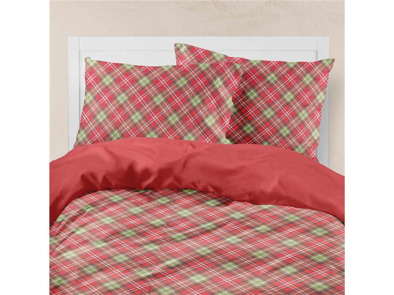 Παπλωματοθήκη Εμπριμέ Σετ Καρώ Υπέρδιπλη