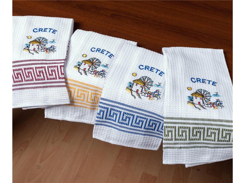 Σετ 12 τεμαχίων ποτηρόπανα (45cm x 65cm) ανεμόμυλος CRETE