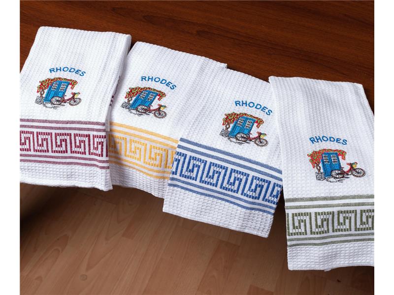 Σετ 12 τεμαχίων ποτηρόπανα (45cm x 65cm) ποδήλατο RHODES