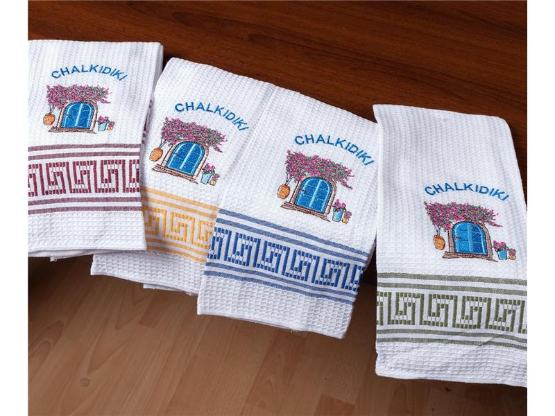 Σετ 12 τεμαχίων ποτηρόπανα (45cm x 65cm) ποδήλατο CHALKIDIKI