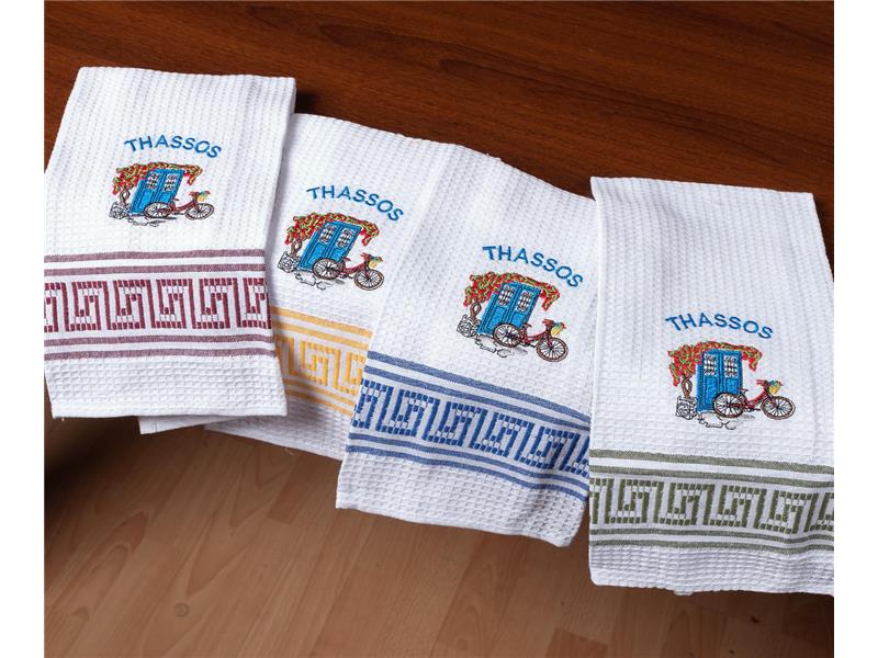 Σετ 12 τεμαχίων ποτηρόπανα (45cm x 65cm) ποδήλατο THASSOS