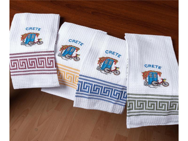 Σετ 12 τεμαχίων ποτηρόπανα (45cm x 65cm) ποδήλατο CRETE