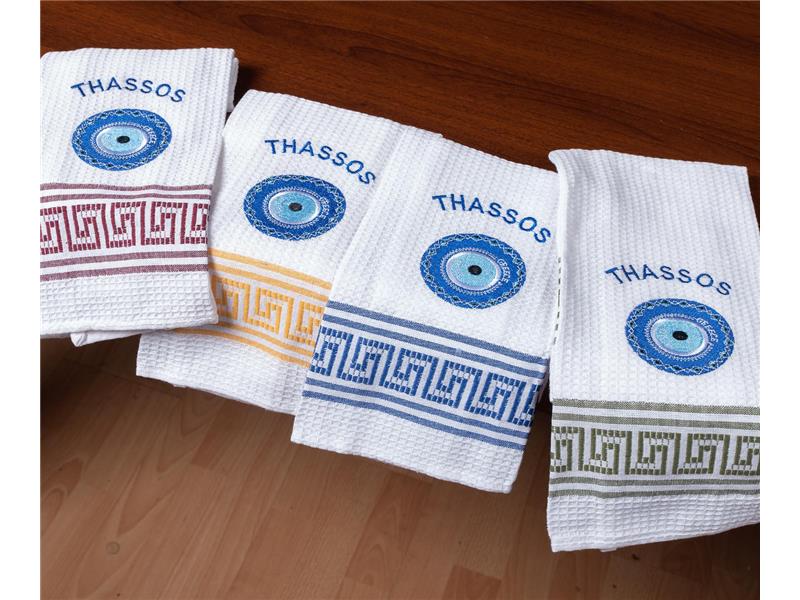 Σετ 12 τεμαχίων ποτηρόπανα (45cm x 65cm) μάτι THASSOS