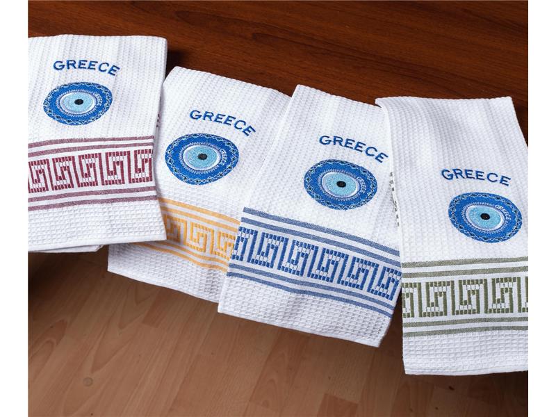 Σετ 12 τεμαχίων ποτηρόπανα (45cm x 65cm) μάτι CRETE