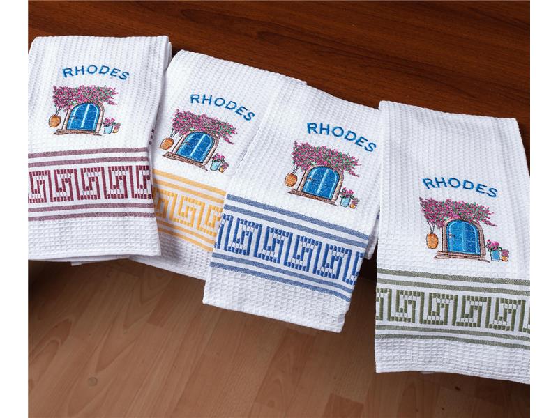 Σετ 12 τεμαχίων ποτηρόπανα (45cm x 65cm) πόρτα RHODES