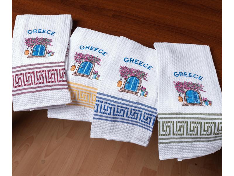 Σετ 12 τεμαχίων ποτηρόπανα (45cm x 65cm) πόρτα GREECE