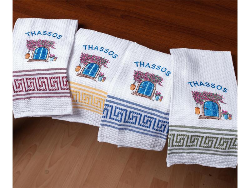 Σετ 12 τεμαχίων ποτηρόπανα (45cm x 65cm) πόρτα THASSOS