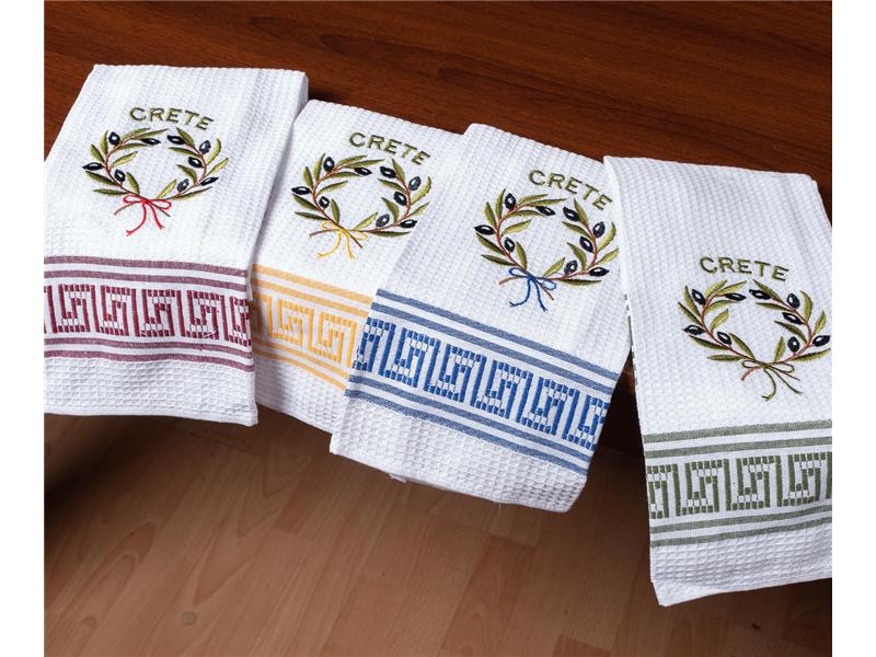 Σετ 12 τεμαχίων ποτηρόπανα (45cm x 65cm) στεφάνι CRETE