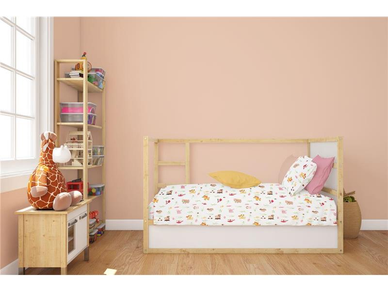 Κατωσέντονο Με Λάστιχο bebe Forest Animals 571 0,70X1,40X0,15 White-Pink 100% Cotton