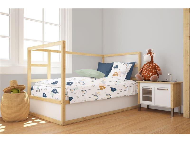 Πάπλωμα Εμπριμέ bebe Rainbow 574 120X160 White-Blue 100% Cotton