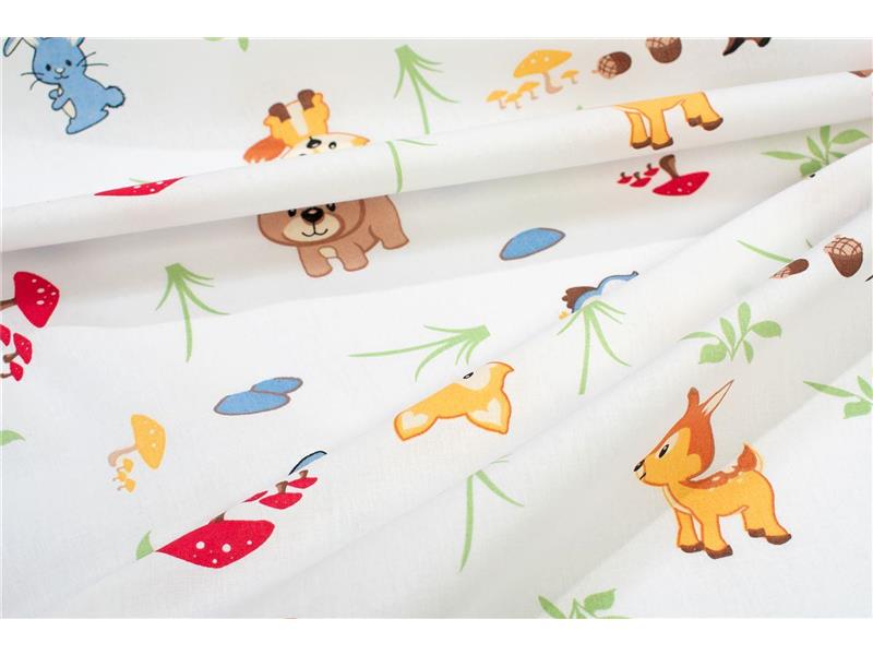 Σεντονάκι Λίκνου bebe Forest Animals 570 80X110 White-Sky Blue 100% Cotton