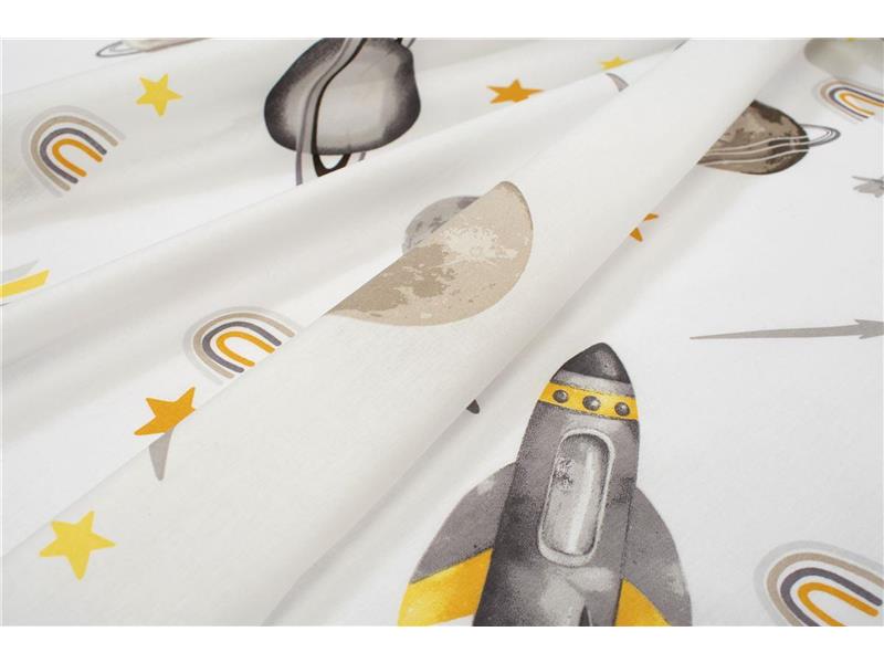 Σεντονάκι Λίκνου bebe Space Mission 183 80X110 White-Grey 100% Cotton