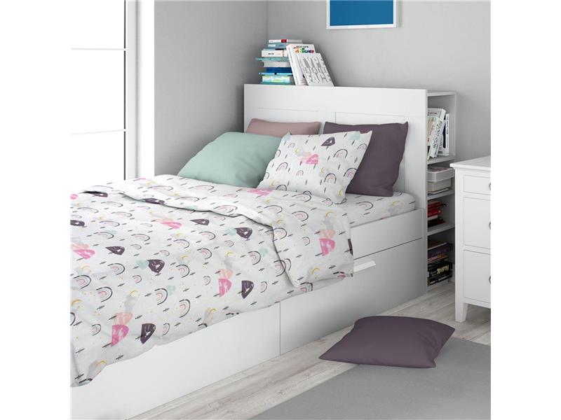 Σεντόνια Εμπριμέ Σετ 2 τεμ kids Rainbow 575 160X240 White-Pink 100% Cotton