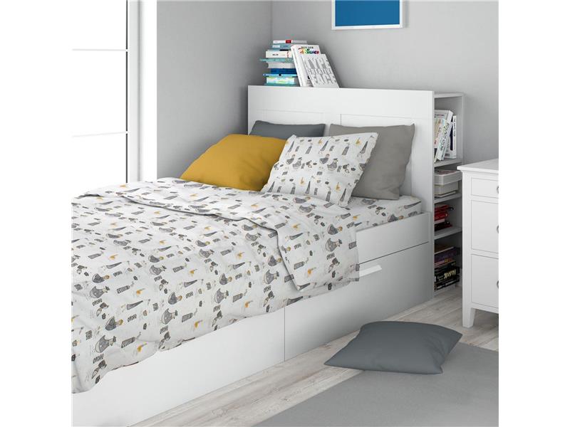 Σεντόνια Εμπριμέ Σετ 3 τεμ kids Seabirds 578 160X240 White-Grey 100% Cotton