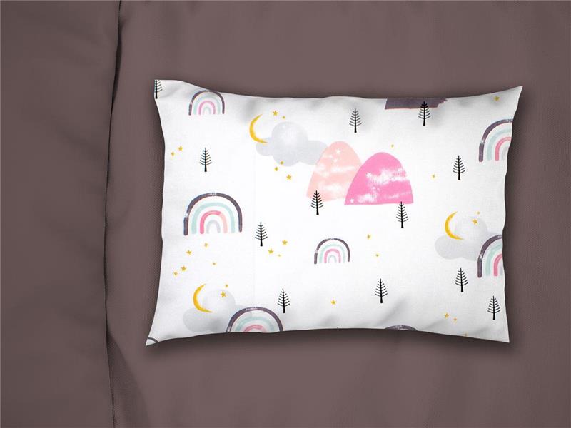 Μαξιλαροθήκη Εμπριμέ kids Rainbow 575 50X70 White-Pink 100% Cotton