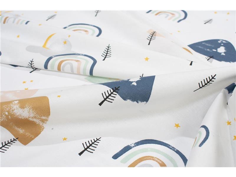 Σεντονάκι Λίκνου bebe Rainbow 574 80X110 White-Blue 100% Cotton