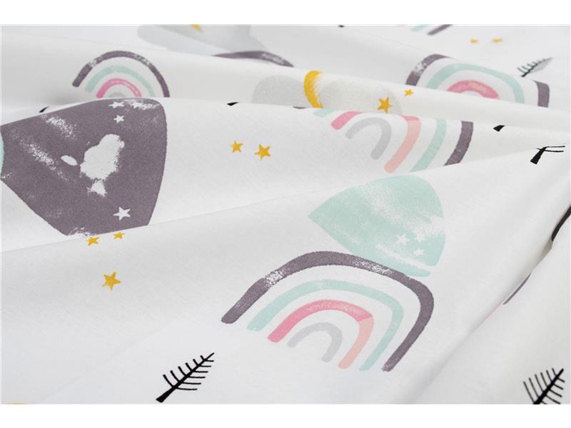 Σεντονάκι Λίκνου bebe Rainbow 575 80X110 White-Pink 100% Cotton