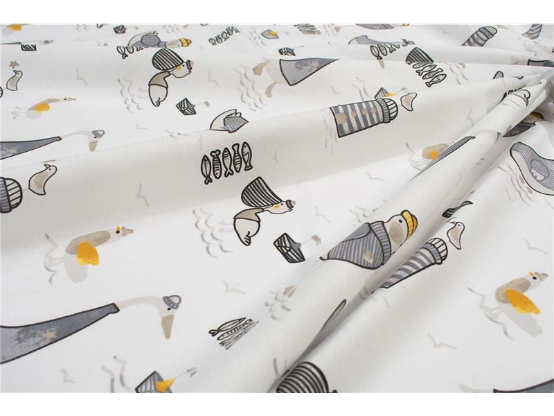 Σεντονάκι Λίκνου bebe Seabirds 578 80X110 White-Grey 100% Cotton