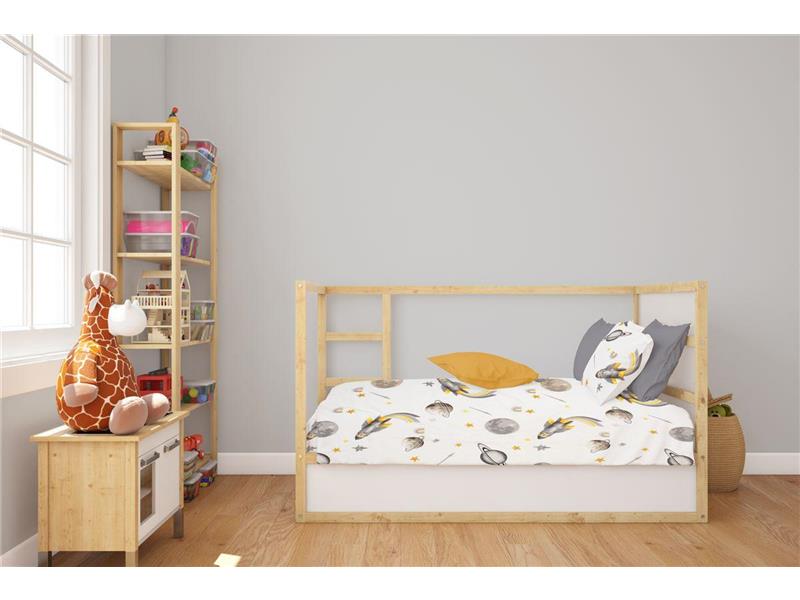 Σεντόνια Εμπριμέ Σετ 3 τεμ bebe Space Mission 183 120X160 White-Grey 100% Cotton