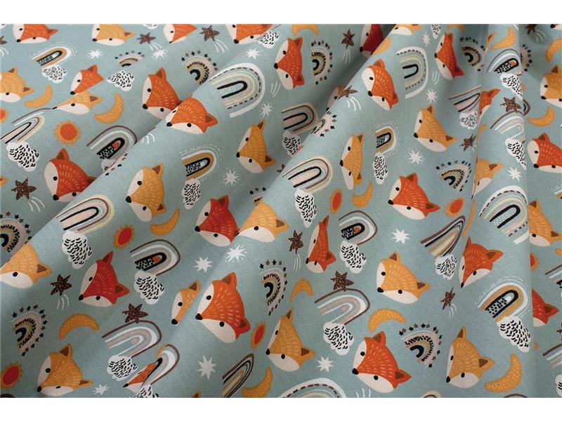 Σεντονάκι Λίκνου bebe Fox 528 80X110 Pale Cyan 100% Cotton