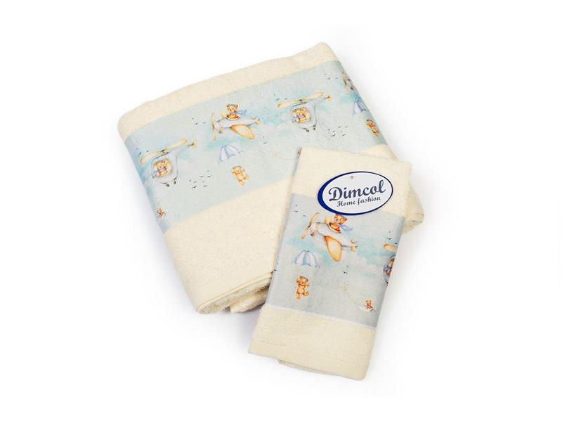 Πετσέτα Σετ 2 τεμ Με Ψηφιακή Εκτύπωση bebe Helicopter 307 30X50,70X140 Ecru 100% Cotton