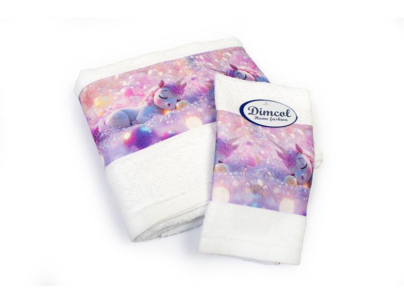 Πετσέτα Σετ 2 τεμ Με Ψηφιακή Εκτύπωση bebe Dreaming Unicorn 321 30X50,70X140 White 100% Cotton