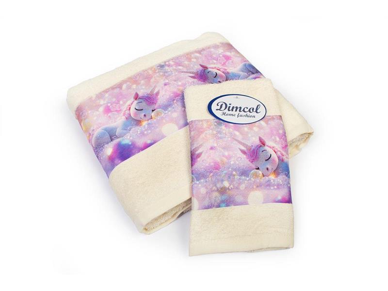 Πετσέτα Σετ 2 τεμ Με Ψηφιακή Εκτύπωση bebe Dreaming Unicorn 322 30X50,70X140 Ecru 100% Cotton