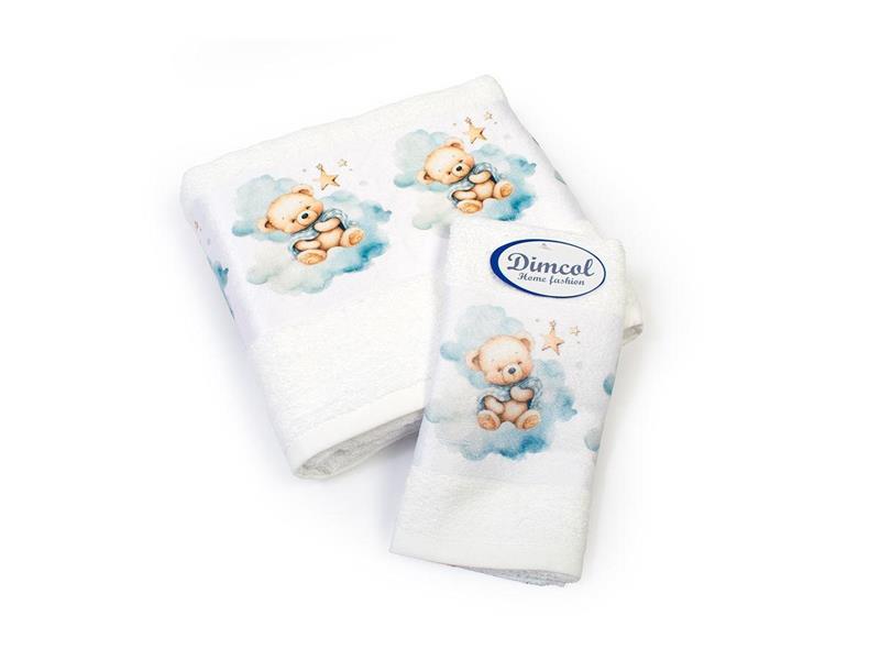 Πετσέτα Σετ 2 τεμ Με Ψηφιακή Εκτύπωση bebe Cute Bear 302 30X50,70X140 White 100% Cotton