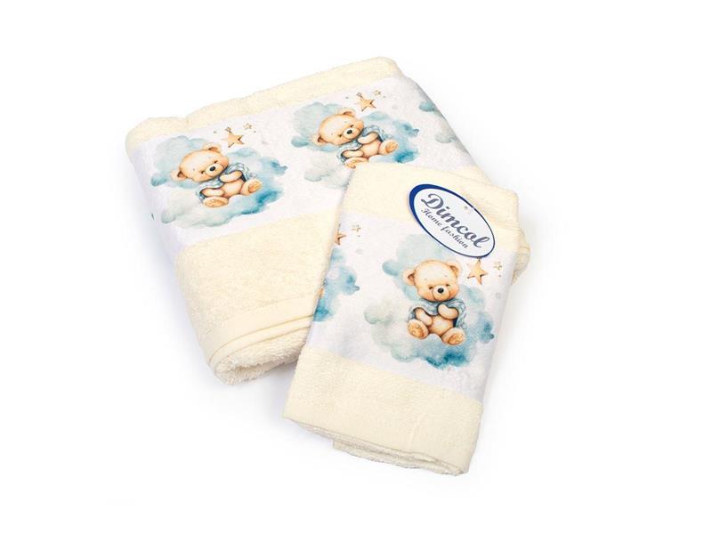 Πετσέτα Σετ 2 τεμ Με Ψηφιακή Εκτύπωση bebe Cute Bear 303 30X50,70X140 Ecru 100% Cotton