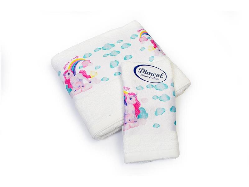 Πετσέτα Σετ 2 τεμ Με Ψηφιακή Εκτύπωση bebe Magic Unicorn 316 30X50,70X140 White 100% Cotton