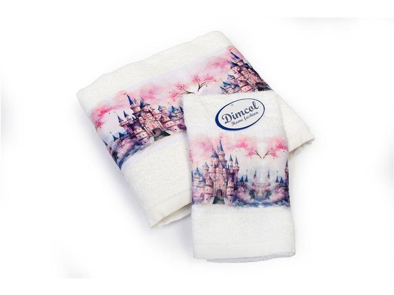 Πετσέτα Σετ 2 τεμ Με Ψηφιακή Εκτύπωση bebe Fairytale Castle 326 30X50,70X140 White 100% Cotton