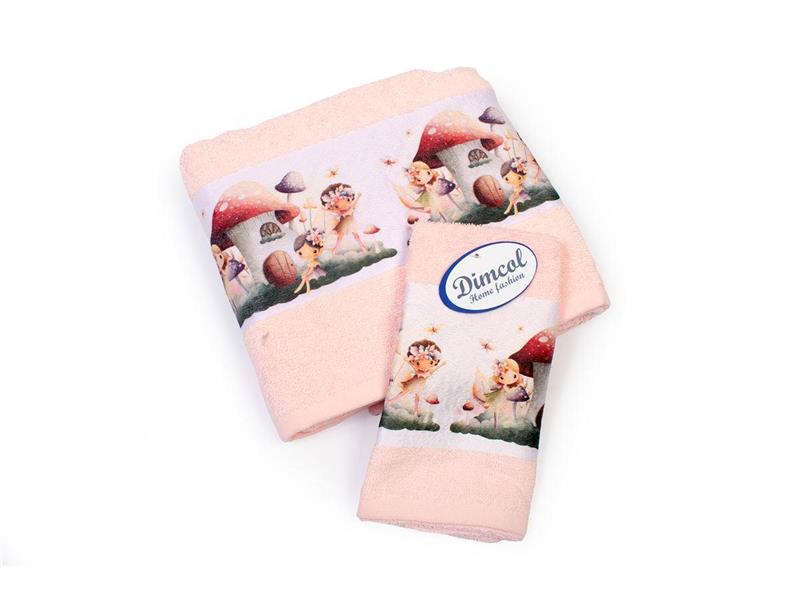 Πετσέτα Σετ 2 τεμ Με Ψηφιακή Εκτύπωση bebe Fairies 330 30X50,70X140 Pink 100% Cotton