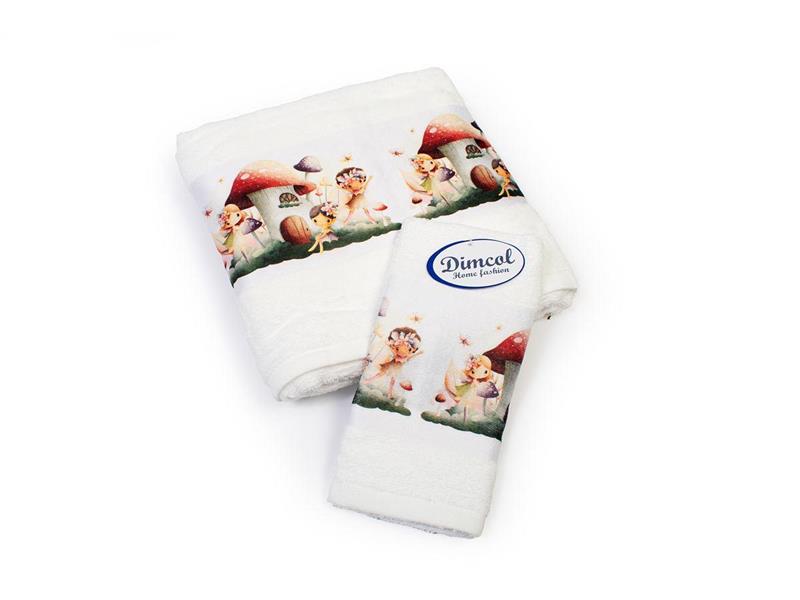 Πετσέτα Σετ 2 τεμ Με Ψηφιακή Εκτύπωση bebe Fairies 331 30X50,70X140 White 100% Cotton