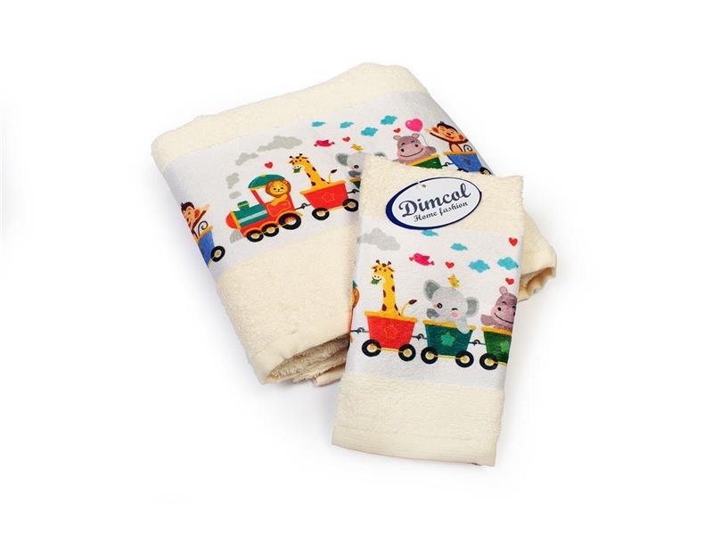 Πετσέτα Σετ 2 τεμ Με Ψηφιακή Εκτύπωση bebe Train 347 30X50,70X140 Ecru 100% Cotton