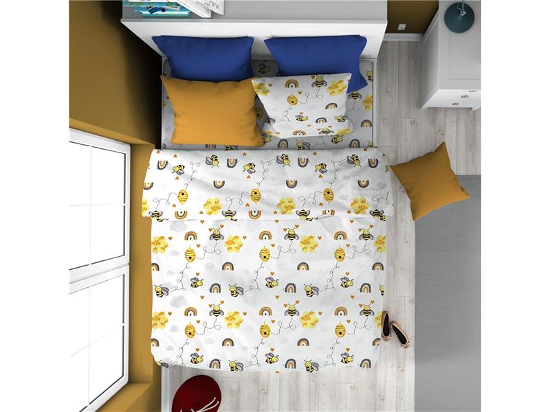ΠΑΠΛΩΜΑ ΕΜΠΡΙΜΕ kids Honey Bee 545 160X240 White-Yellow 100% Cotton