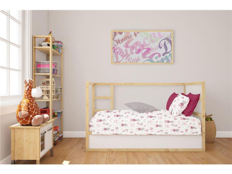 Σεντόνια Εμπριμέ Σετ 3 τεμ bebe Cloudy Bear 582 120X160 White-Pink 100% Cotton