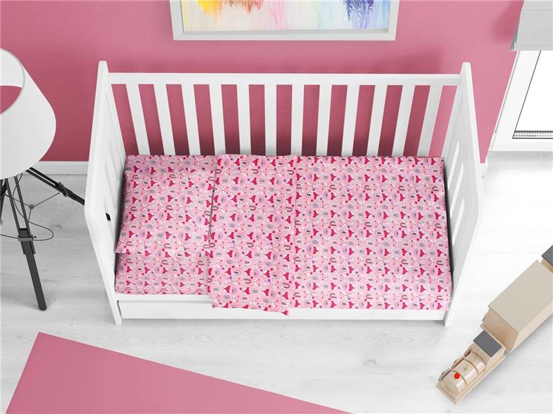 ΚΑΤΩΣΕΝΤΟΝΟ ΜΕ ΛΑΣΤΙΧΟ bebe Fox 525 0,70X1,40X0,15 Pink 100% Cotton