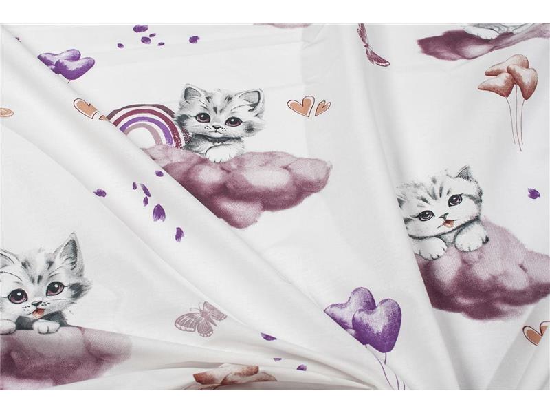 Σεντονάκι Λίκνου bebe Kitten 561 80X110 Mauve 100% Cotton