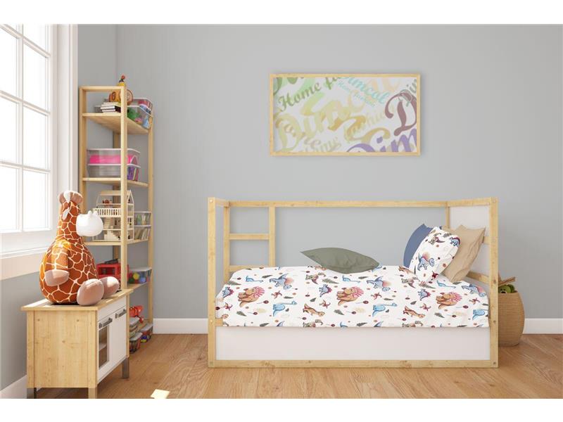 Κατωσέντονο Με Λάστιχο bebe Dinosaur 519 0,70X1,40X0,15 White-Blue 100% Cotton