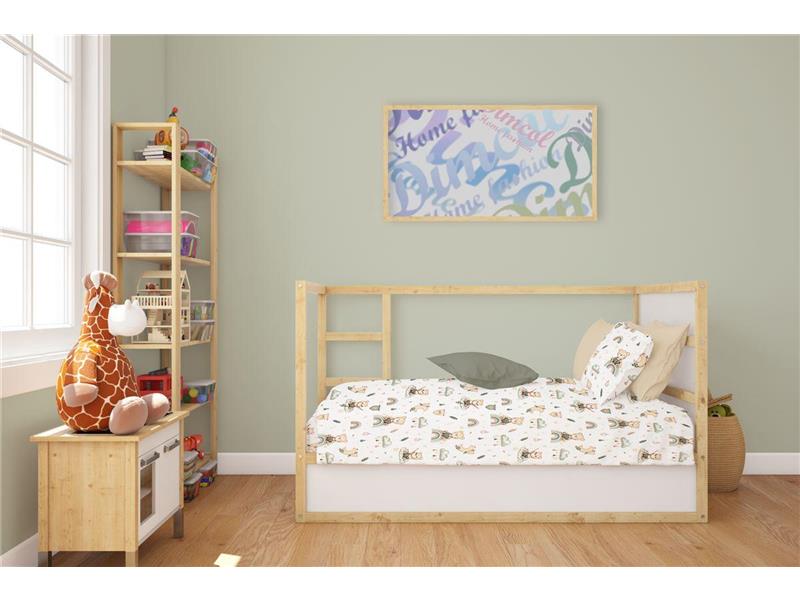 Κατωσέντονο Με Λάστιχο bebe Cloudy Bear 581 0,70X1,40X0,15 White-Olive 100% Cotton
