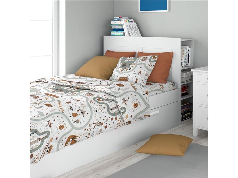 Σεντόνια Εμπριμέ Σετ 2 τεμ kids Countryside 580 160X240 White-Mint 100% Cotton