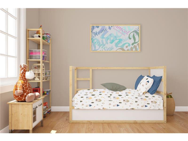 Σεντόνια Εμπριμέ Σετ 3 τεμ bebe Village 579 120X160 White-Green 100% Cotton