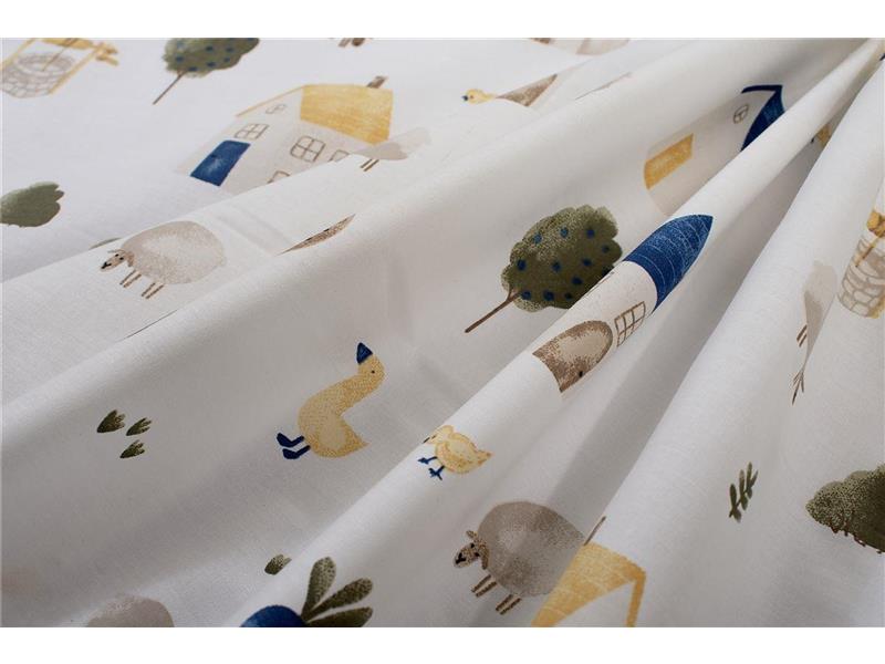 Σεντονάκι Λίκνου bebe Village 579 80X110 White-Green 100% Cotton