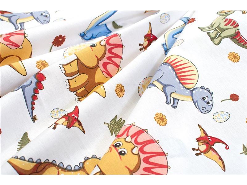 Σεντονάκι Λίκνου bebe Dinosaur 519 80X110 White-Blue 100% Cotton