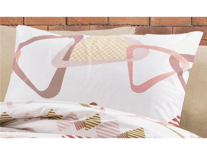 Μαξιλαροθήκη Εμπριμέ Δαρεία 490 50X70 White-Beige 70/30 Cott/Pol