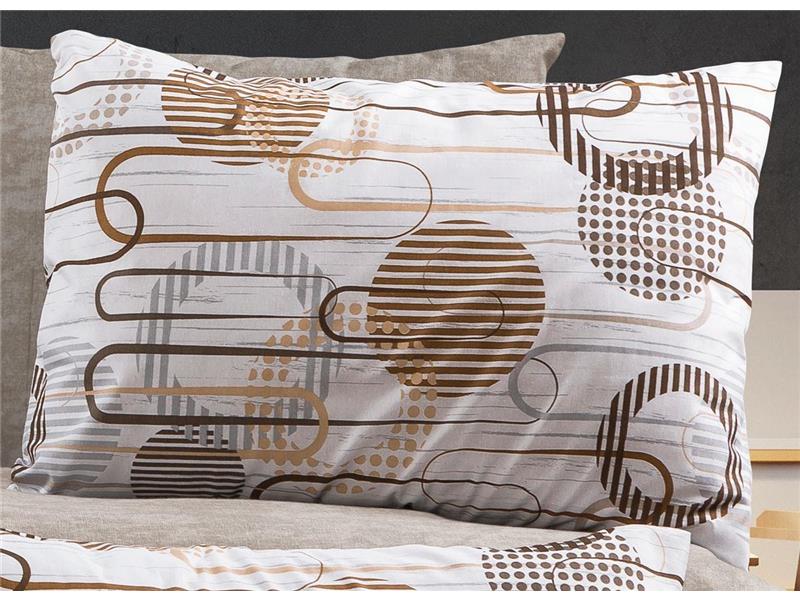 Μαξιλαροθήκη Εμπριμέ Διώνη 600 50X70 White-Mocha 70/30 Cott/Pol